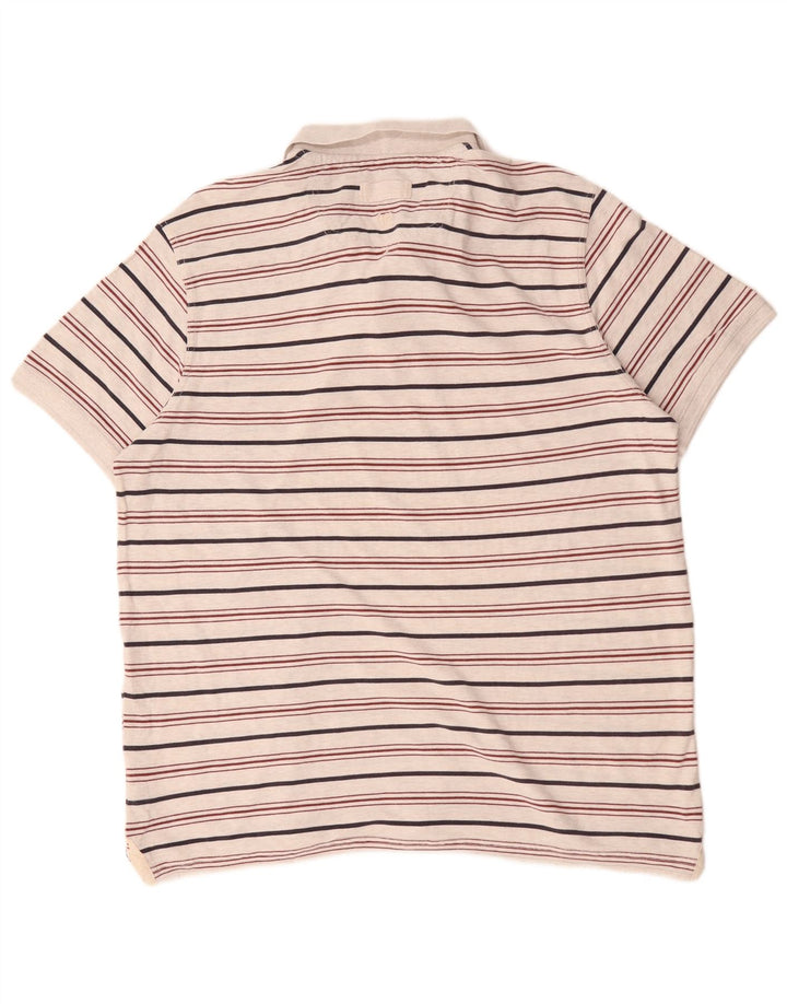 Polo da uomo Fat Face XL in cotone a righe grigie