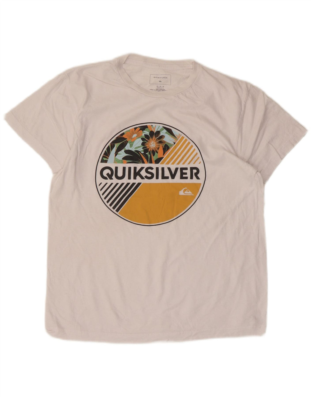 T-shirt grafica da donna con vestibilità regolare Quiksilver, taglia UK 14, cotone bianco medio