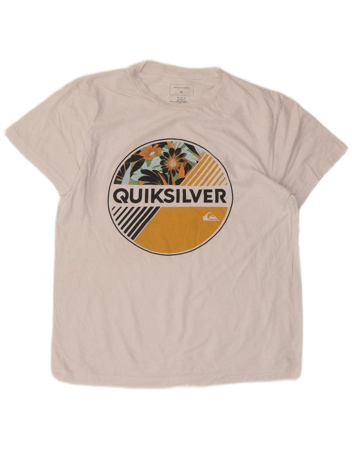T-shirt grafica da donna con vestibilità regolare Quiksilver, taglia UK 14, cotone bianco medio