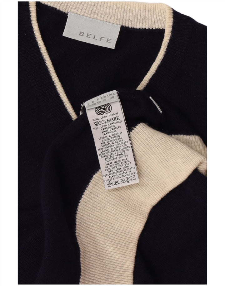 Canotta da uomo Belfe UK 40 media blu navy in lana d'agnello