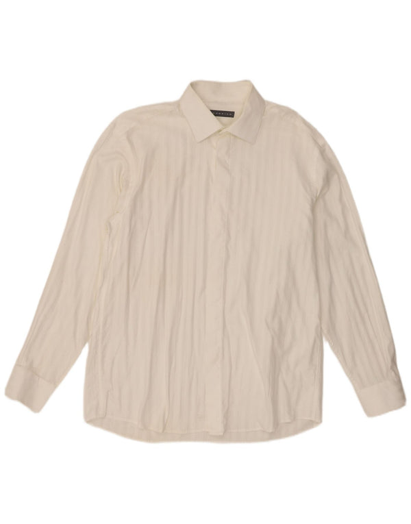 Camicia da uomo Rodrigo taglia 42 16 1/2 grande cotone gessato bianco