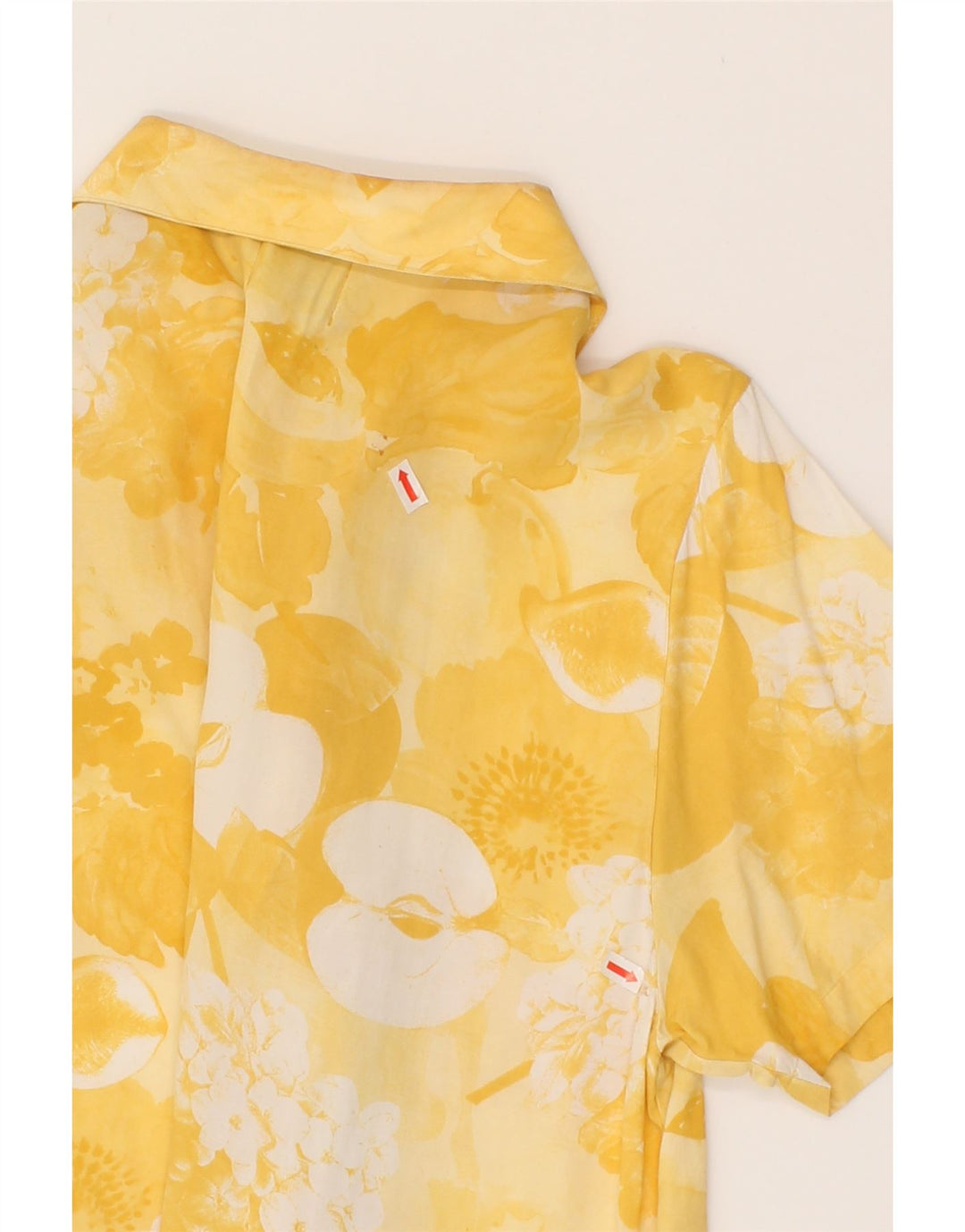 BENETTON Womens Short Sleeve Shirt Blouse IT 42 Medium Yellow Floral Vintage Benetton and Second-Hand Benetton from Messina Hembry 