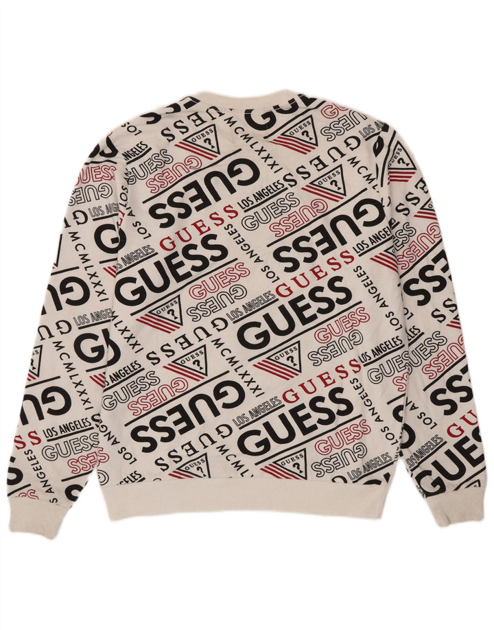 Guess Felpa con grafica da uomo Maglione in cotone bianco medio