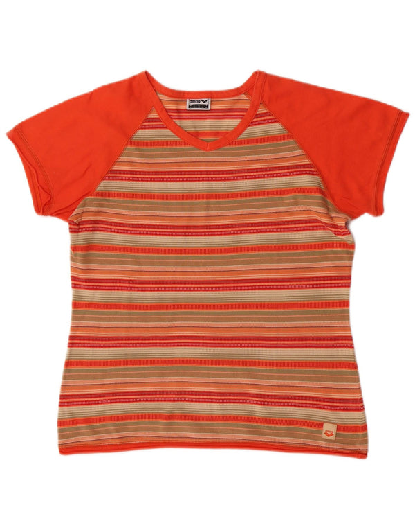 Arena Maglietta da donna Top UK 14 Large Orange Striped