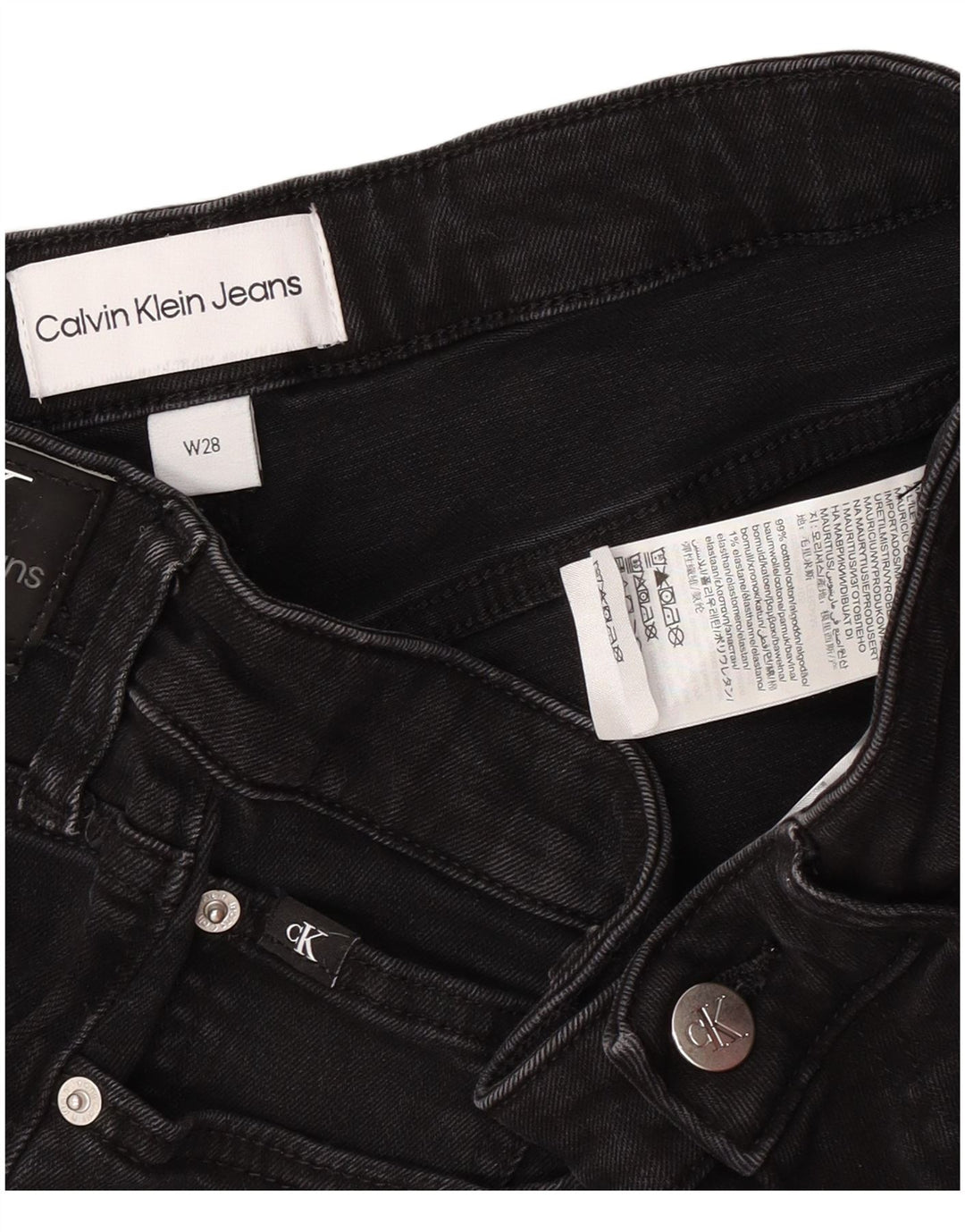 Pantaloncini di jeans da donna Calvin Klein W28 cotone nero medio