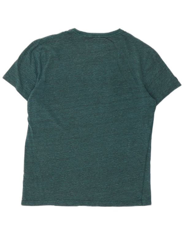 T-shirt grafica da uomo Superdry Top grande in cotone chiazzato verde