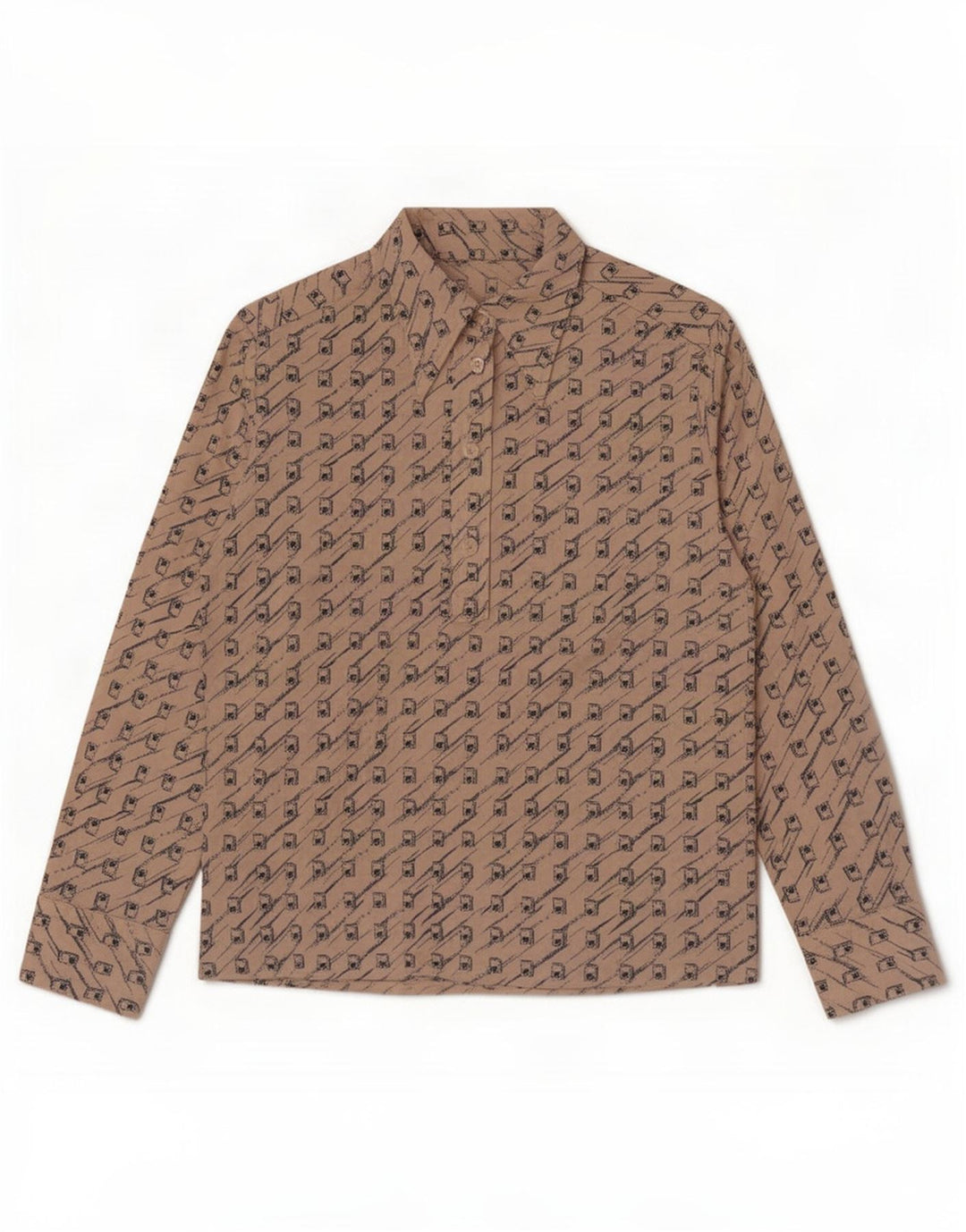 Camicia pullover vintage da donna UK 12 Beige medio geometrico
