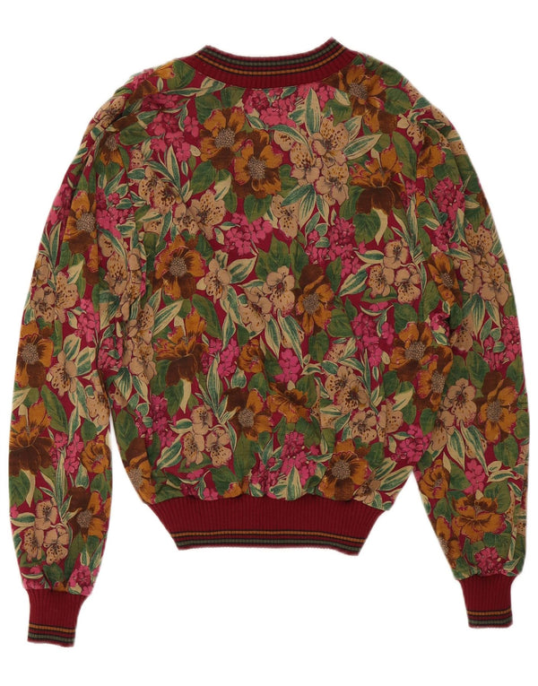 Maglione da donna con scollo a V Domina IT 48 XL Lana floreale multicolore