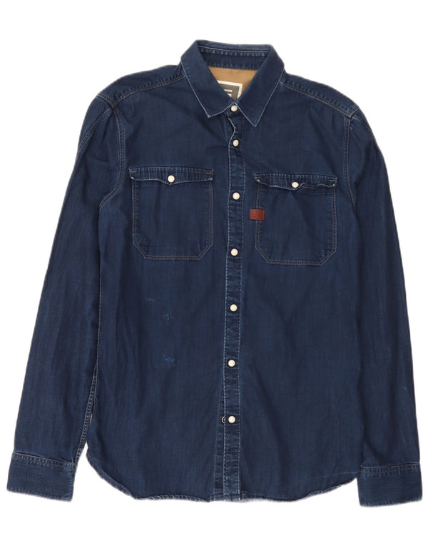 Camicia di jeans da uomo G-Star in cotone blu medio