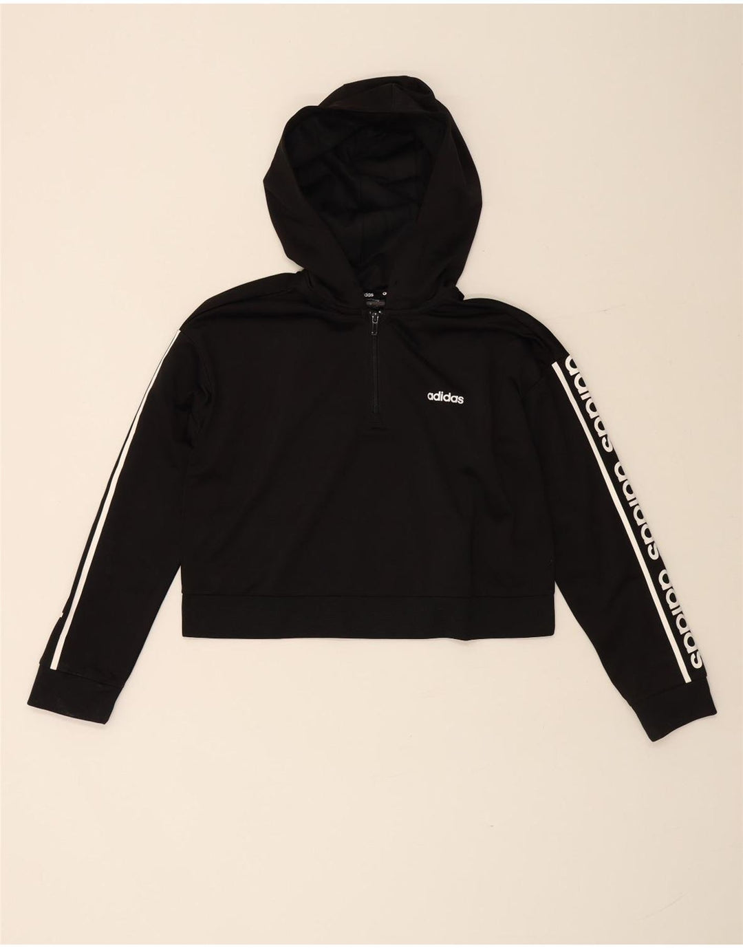 Felpa con cappuccio grafica oversize da donna Adidas UK 8/10 Small Poliestere nero