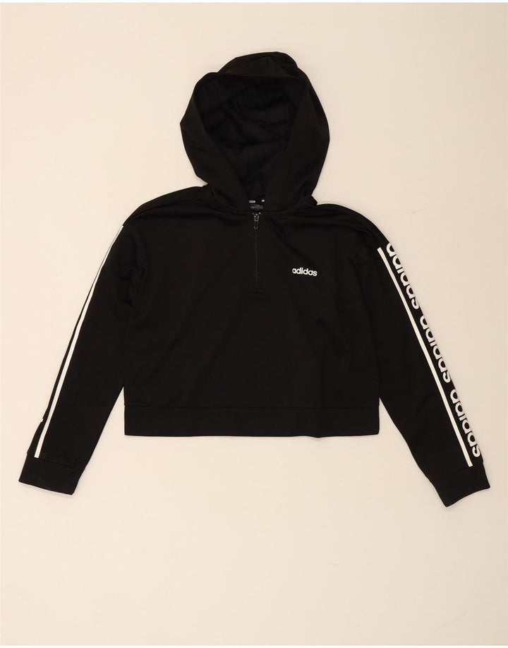 Felpa con cappuccio grafica oversize da donna Adidas UK 8/10 Small Poliestere nero