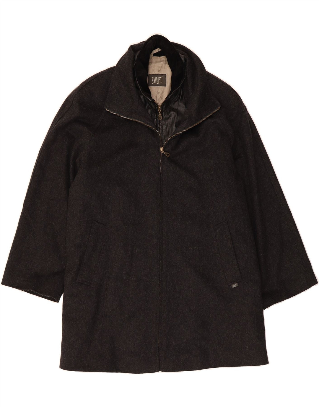 SWEPT Womens Overcoat UK 18 XL Grey Wool Vintage Swept and Second-Hand Swept from Messina Hembry 