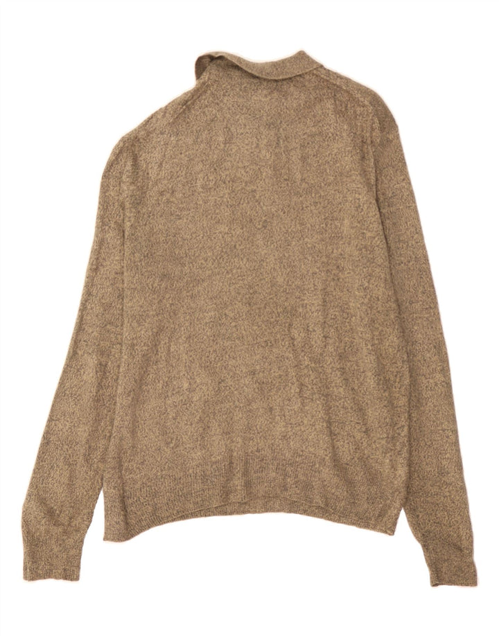 DOCKERS Mens Polo Neck Jumper Sweater Medium Brown Argyle/Diamond Acrylic Vintage Dockers and Second-Hand Dockers from Messina Hembry 