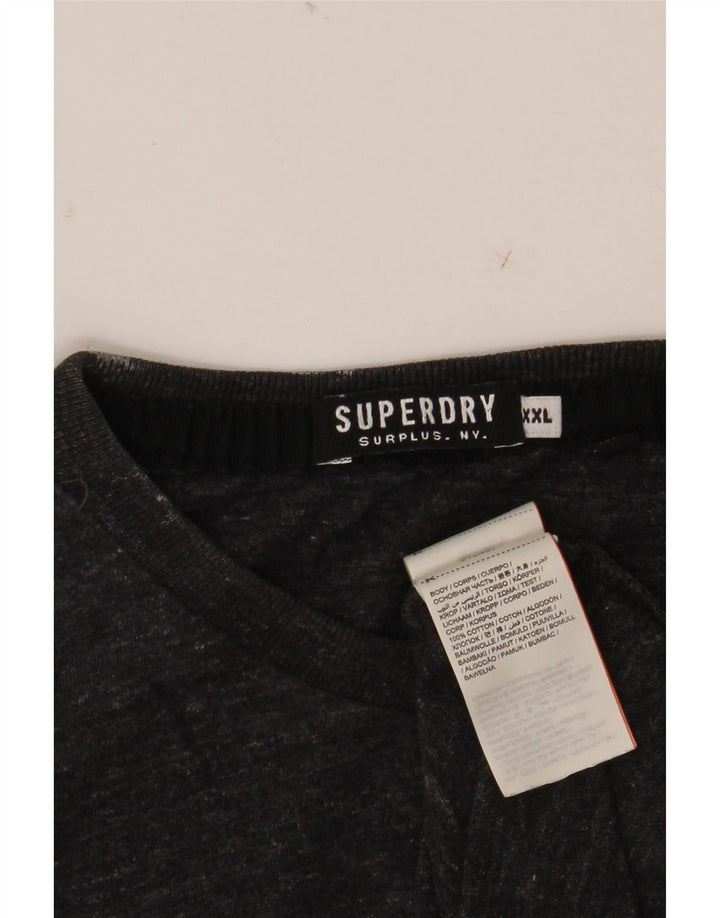 Top da uomo a maniche lunghe SUPERDRY 2XL cotone chiazzato grigio