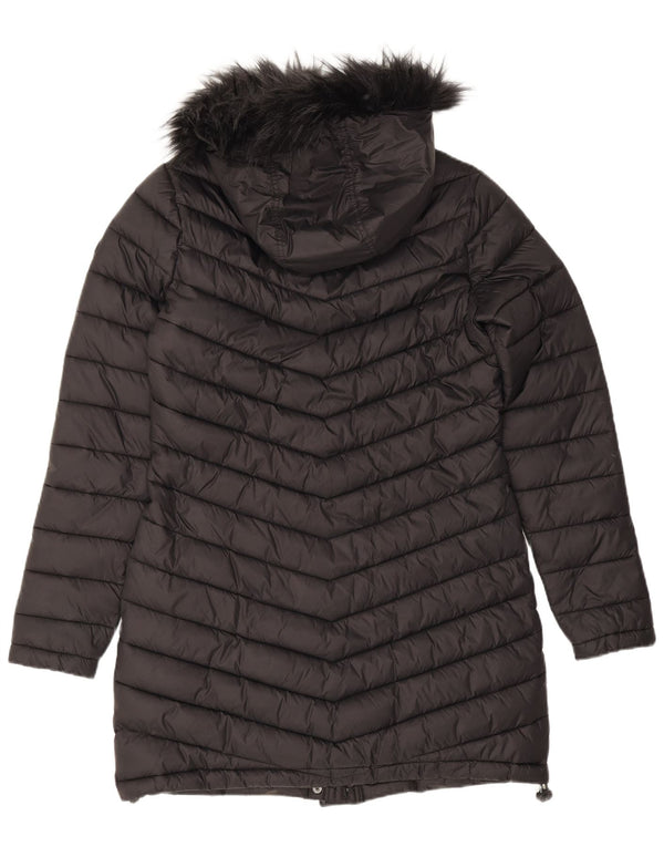 Cappotto imbottito con cappuccio da donna Superdry UK 14 nylon nero medio