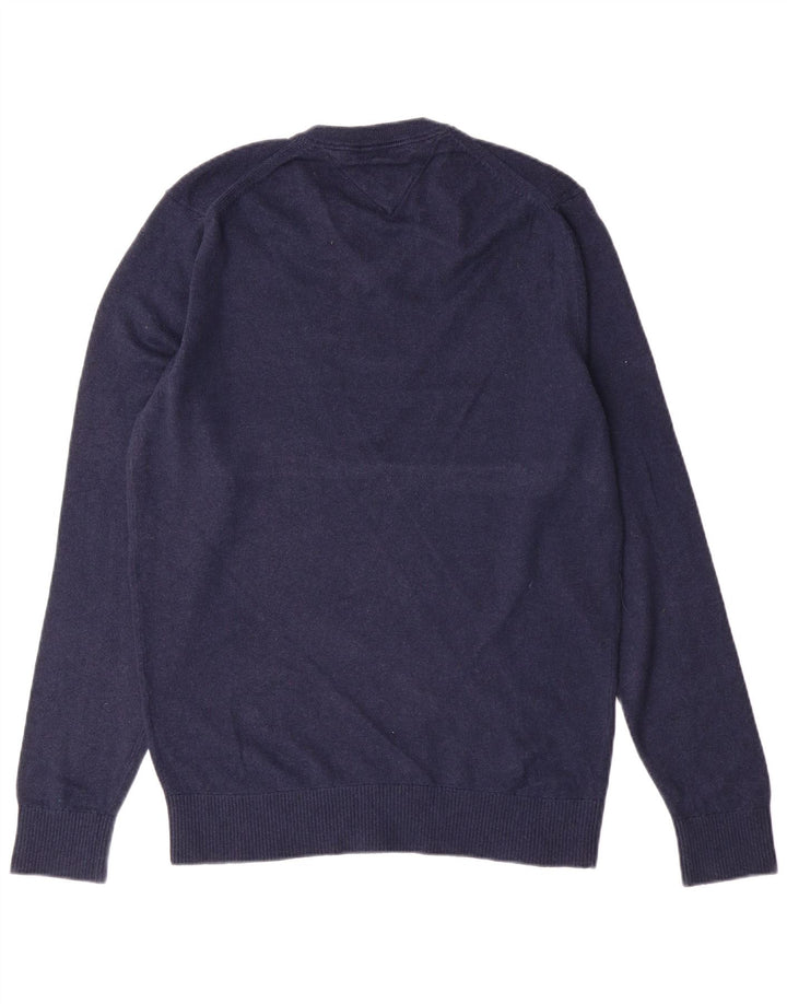 TOMMY HILFIGER Mens V-Neck Jumper Sweater Medium Navy Blue Cotton
