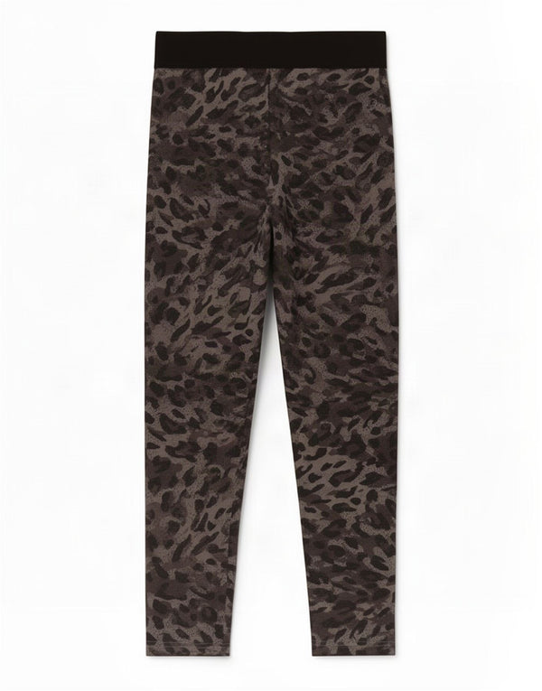 Leggings corti Adidas da donna UK 8/10 Piccola stampa animalier grigia