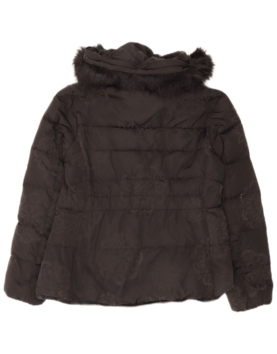 Desigual Giacca imbottita con cappuccio grafica da donna IT 44 Medium Black Floral