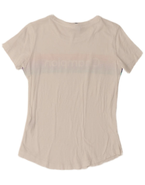 T-shirt grafica da donna Champion Top UK 12 Cotone a righe bianche medie