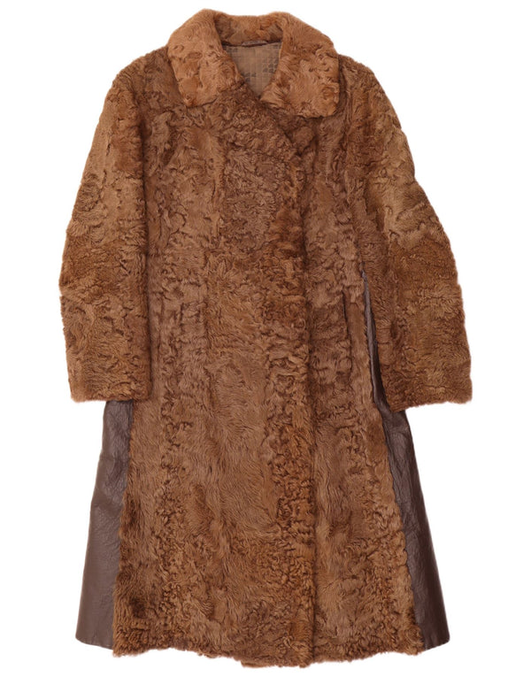 Soprabito in pelliccia da donna VINTAGE UK 10 piccolo marrone