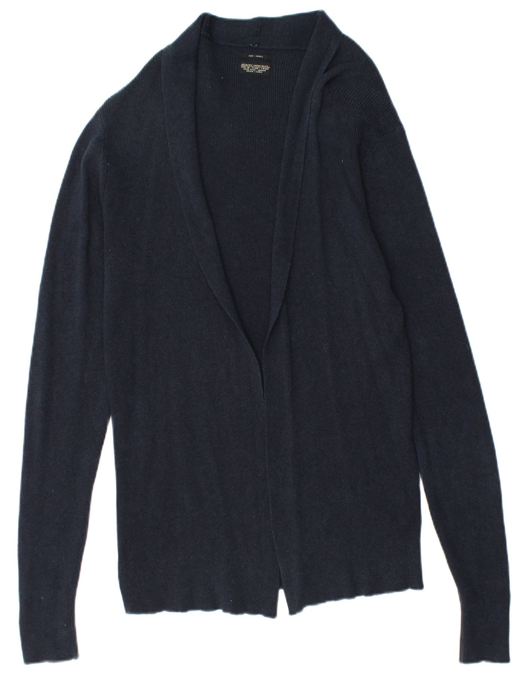 Maglione cardigan aperto da donna ALL SAINTS UK 10 piccolo cotone blu navy