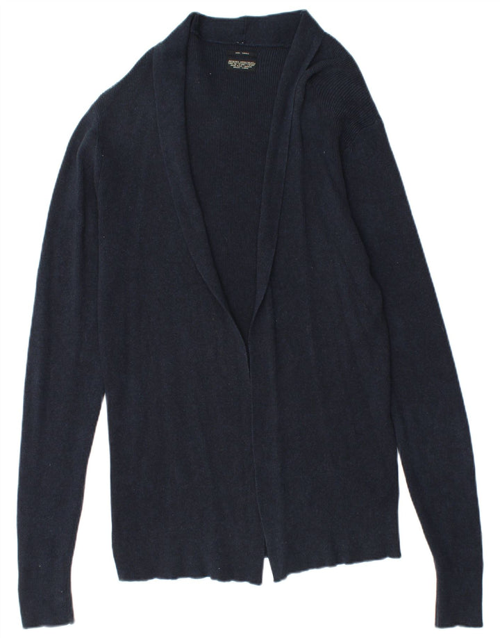 Maglione cardigan aperto da donna ALL SAINTS UK 10 piccolo cotone blu navy