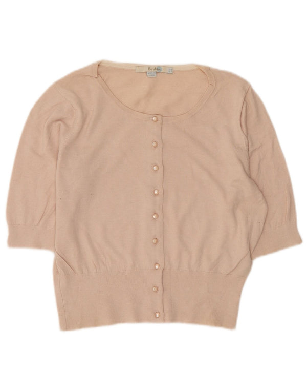 Maglione cardigan a maniche corte corto da donna Boden UK 12 Cotone rosa medio