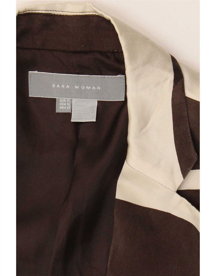 Giacca blazer a 1 bottone da donna Zara UK 18 XL blocco colore marrone