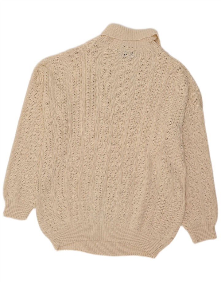 Maglione da uomo a collo alto Allison Wingate, grande, in cotone bianco sporco