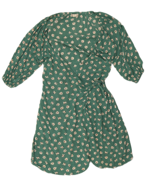 Abito a portafoglio da donna con maniche a 3/4 Billabong UK 12 Verde medio floreale