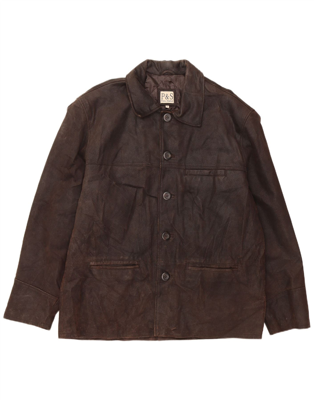 Giacca in pelle da uomo VINTAGE UK 42 XL in pelle marrone