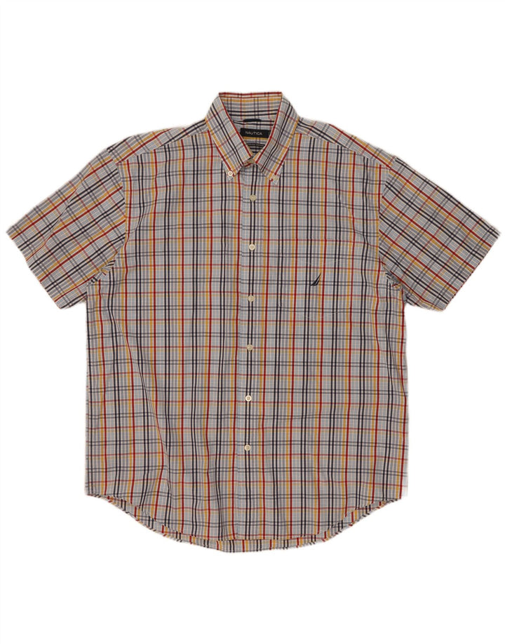 Camicia a maniche corte da uomo Nautica in cotone a quadri multicolore grande