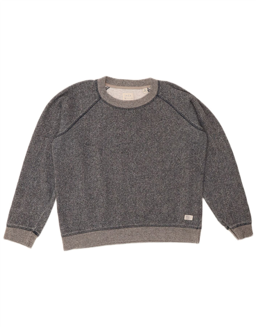 JACK WILLS Felpa corta da donna Maglione UK 12 Medio Blu navy screziato