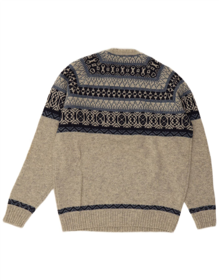Maglione maglione girocollo da uomo Bramante IT 50 Grigio medio Fair Isle New Wool