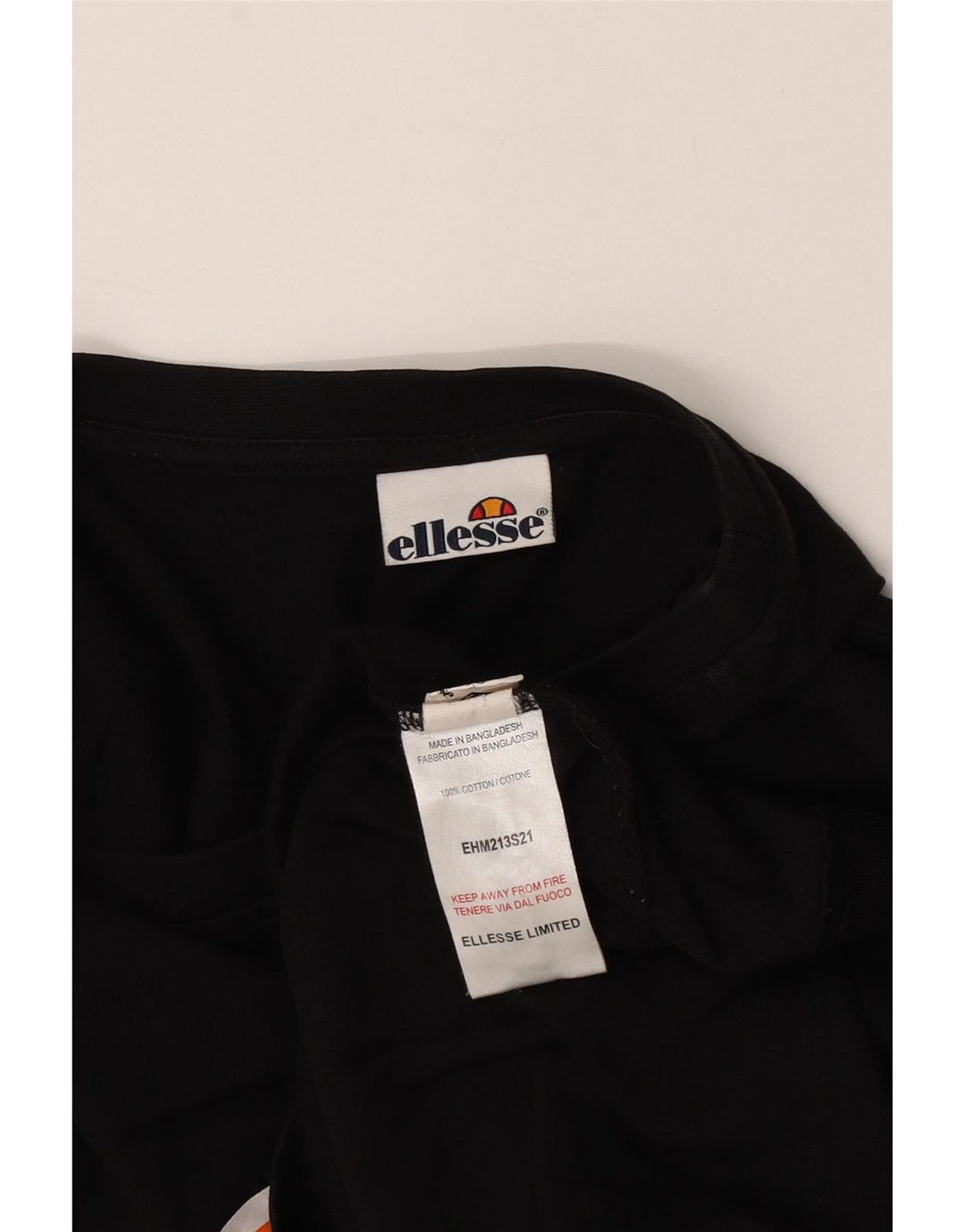 T-shirt grafica da uomo Ellesse Top in cotone color block medio nero