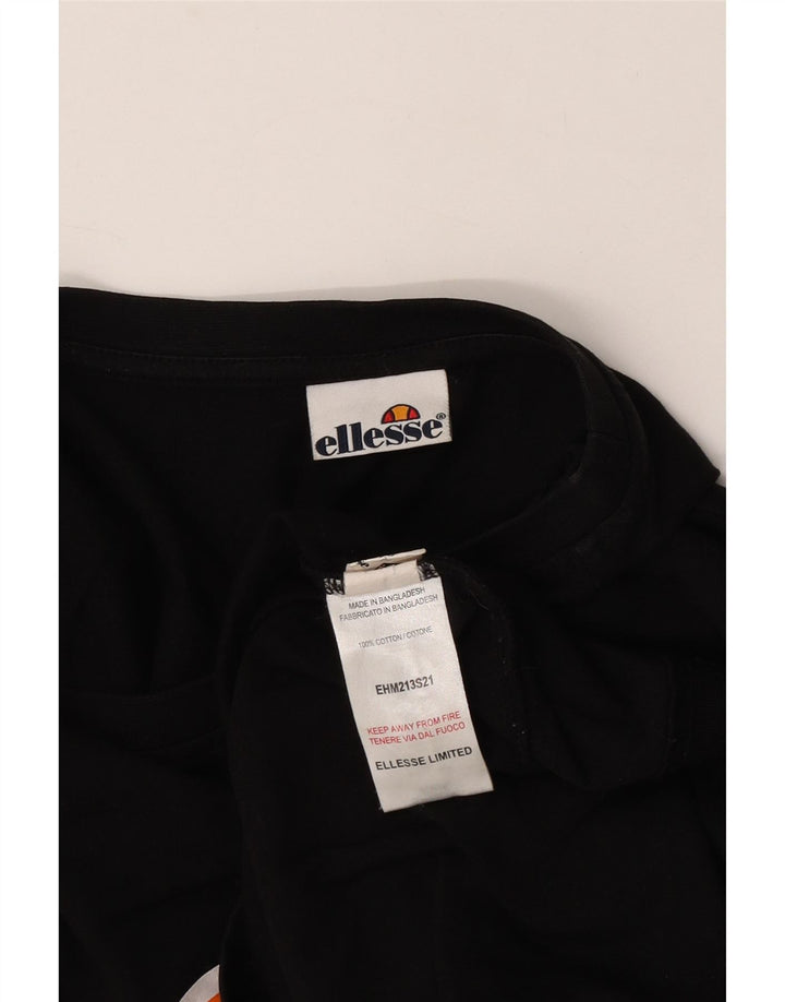 T-shirt grafica da uomo Ellesse Top in cotone color block medio nero