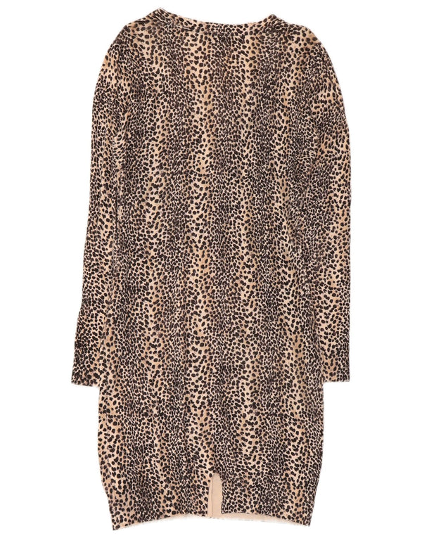 Guess Abito maglione da donna a maniche lunghe UK 12 Beige medio Stampa animalier