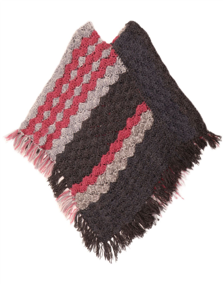Maglione poncho vintage da donna, taglia unica, a righe multicolori