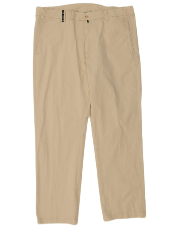 Chervo Mens Straight Chino Trousers IT 54 2XL W38 L30 Beige Cotton