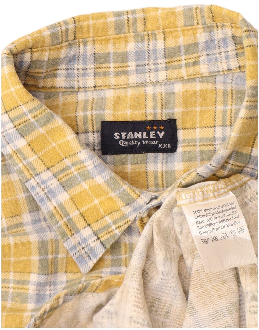 Camicia in flanella da uomo Stanley 2XL in cotone a quadri gialli