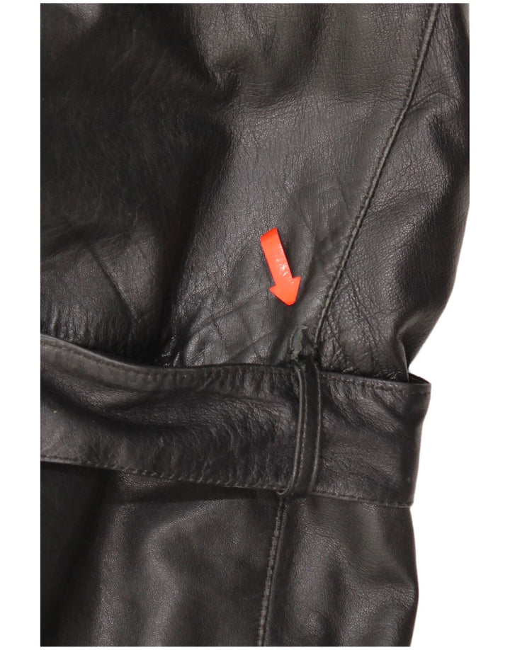Giacca in pelle vintage da donna UK 16 grande in pelle nera