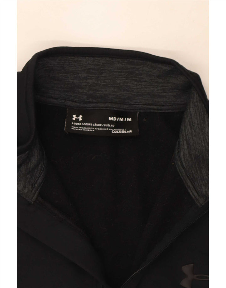 Felpa con collo con zip grafica Under Armour da uomo Cold Gear, maglione medio nero