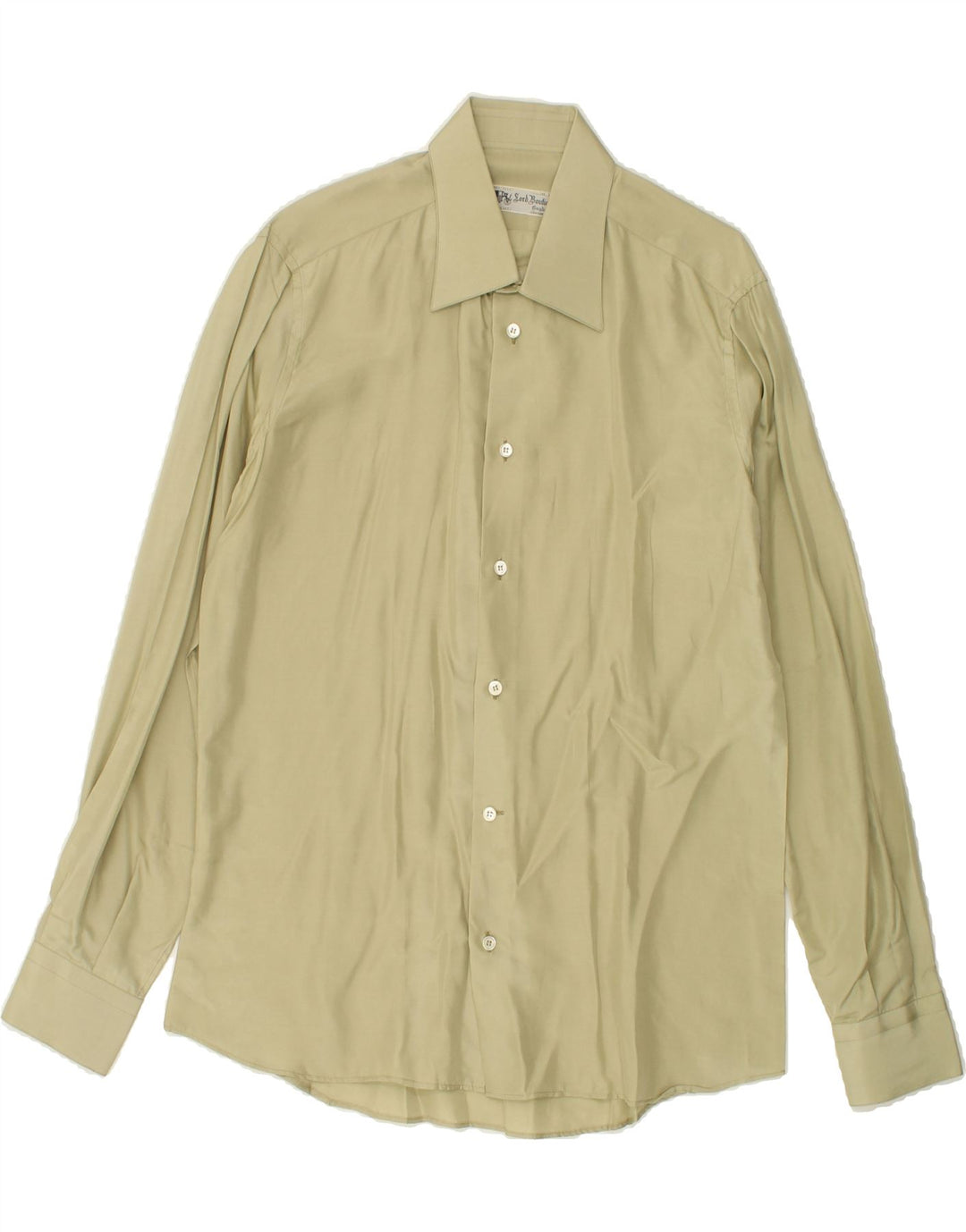 Camicia da uomo VINTAGE taglia 16 41 grande seta kaki