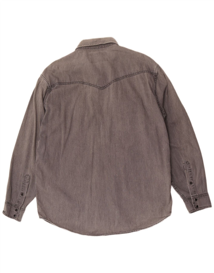 Camicia di jeans da uomo Wrangler grande in cotone grigio