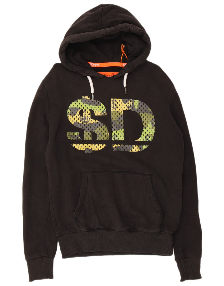 Maglione con cappuccio grafico da uomo Superdry in cotone nero medio