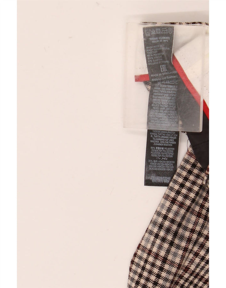 Pantaloni chino slim da donna Marks & Spencer UK 16 Large W34 L30 a quadri marroni