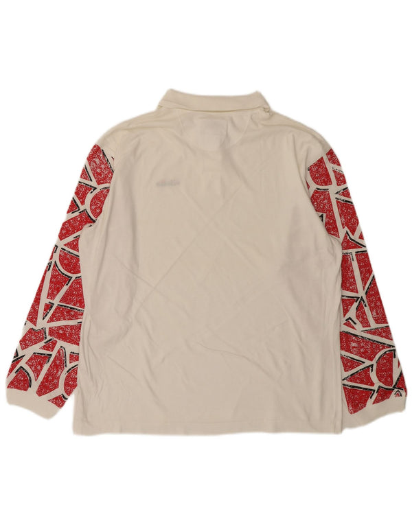 Polo da uomo a maniche lunghe ELLESSE IT 50 cotone geometrico bianco medio