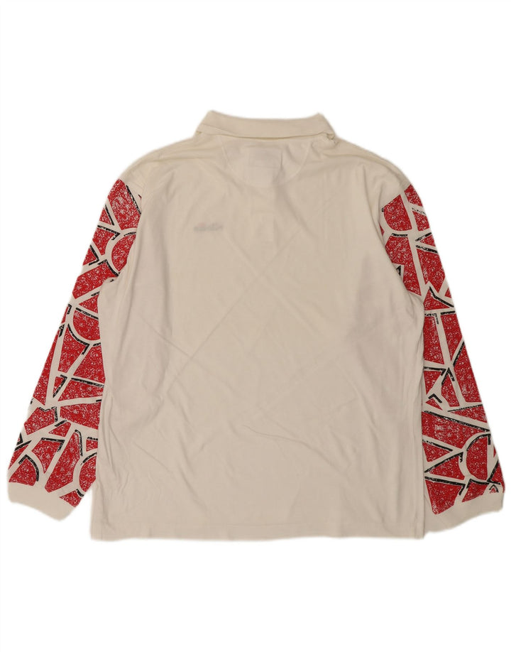 Polo da uomo a maniche lunghe ELLESSE IT 50 cotone geometrico bianco medio