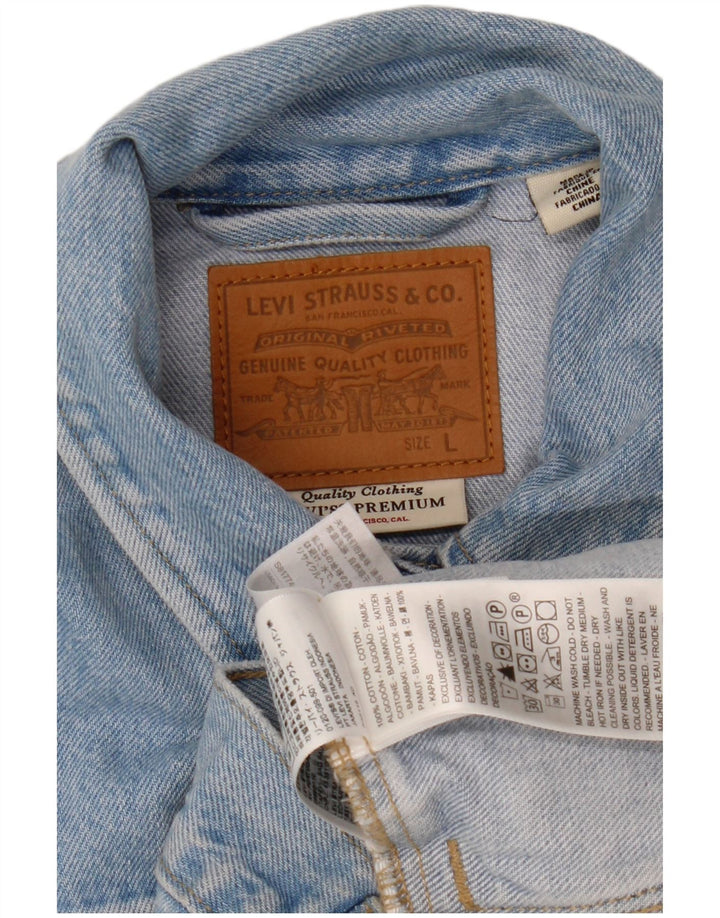 Giacca di jeans corta da donna Levi's UK 16 grande cotone floreale blu