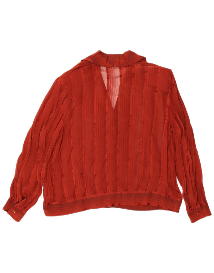 Camicetta camicia vintage da donna UK 16 grande a righe marrone
